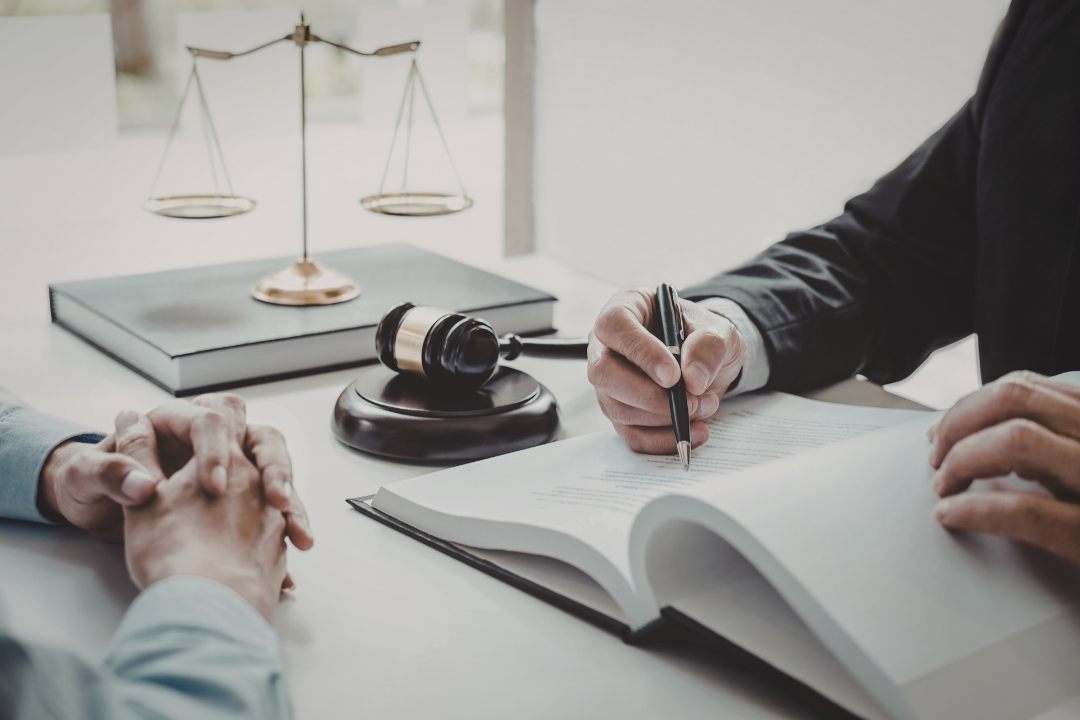An attorney reviewing documents