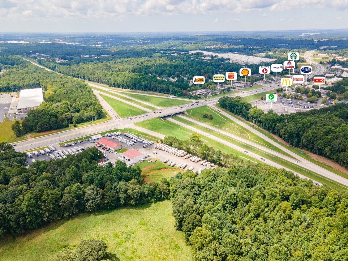 Aerial showing the run of national retail along the Friendship Road corridor