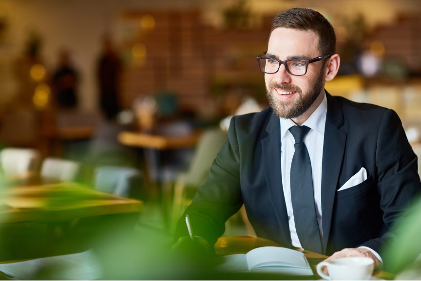 A business owner in a cafe
