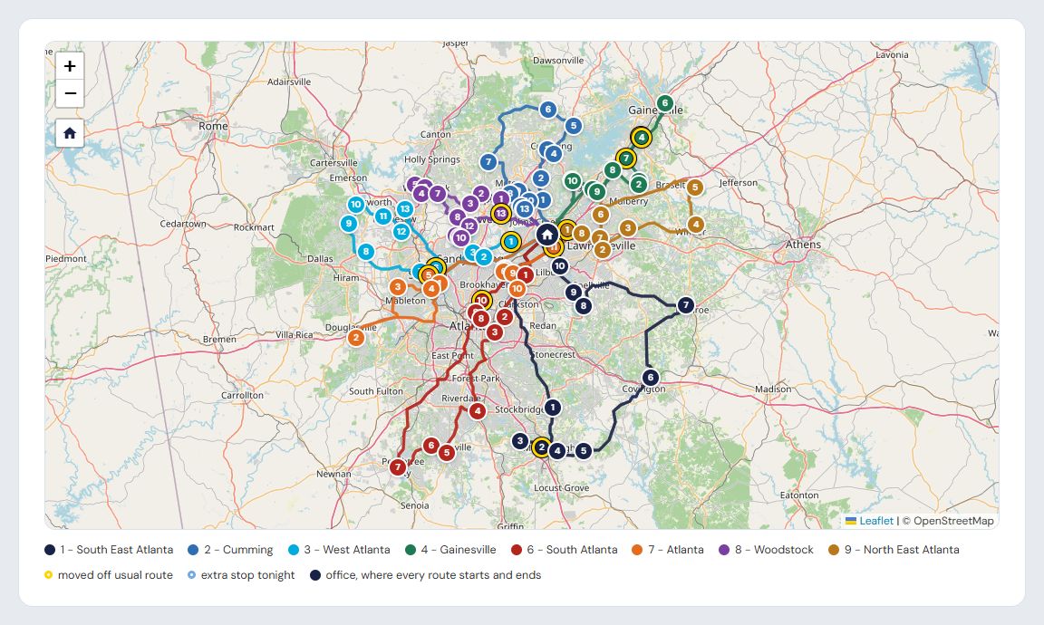 Every route drawn on the map