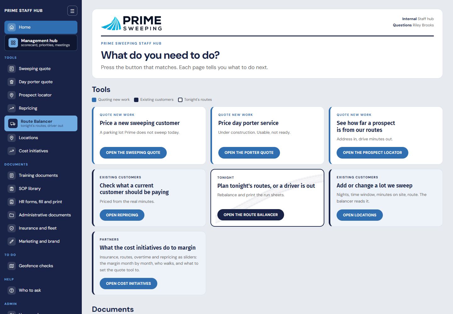 The staff hub home page: what do you need to do