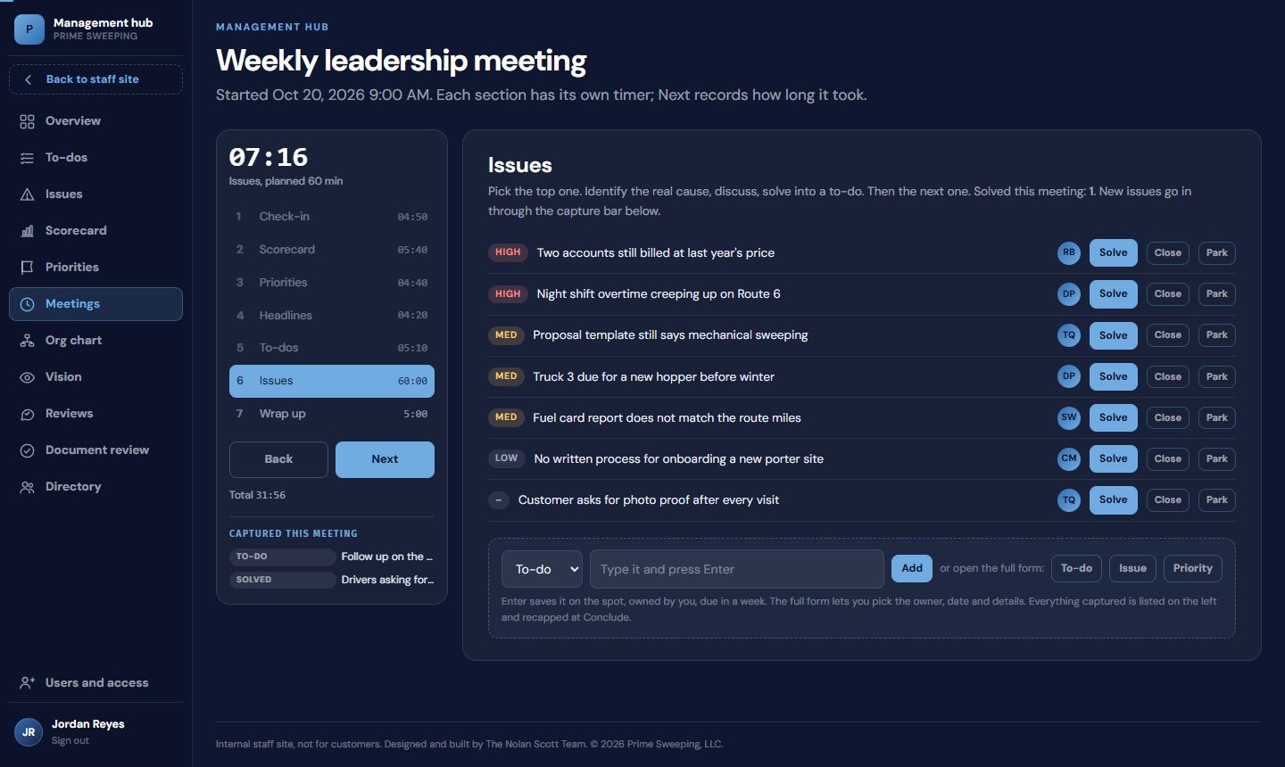 The meeting runner in the issues section